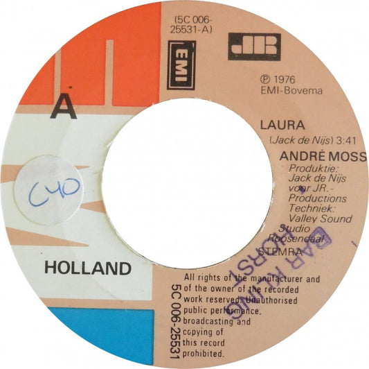 André Moss - Laura (B-Keus) Vinyl Singles Vinyl (G) <br> Hoes (F) "VINYLSINGLES.NL"