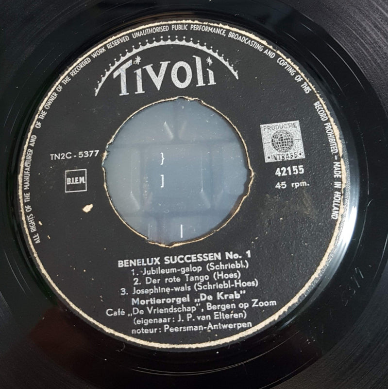 Mortierorgel "De Krab" - Benelux Successen No. 1 Vinyl Singles Vinyl (VG) <br> Hoes Generic