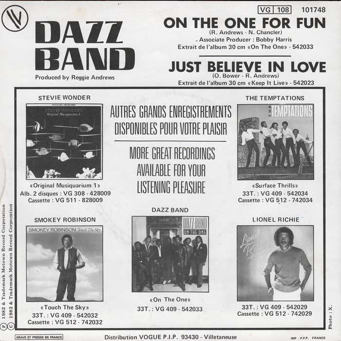 Dazz Band - On The One For Fun Vinyl Singles Vinyl Very Good (VG) <br> Hoes Good Plus (G+)