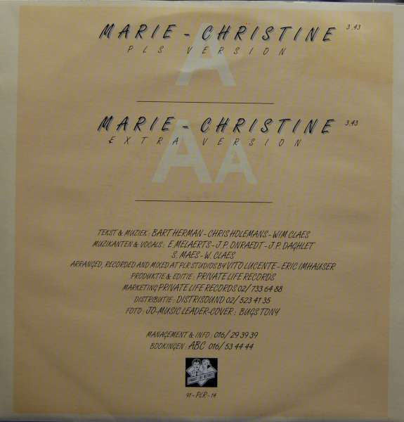 Bart Herman - Marie-Christine (B-Keus) Vinyl Singles Vinyl Goed / Hoes Sticker
