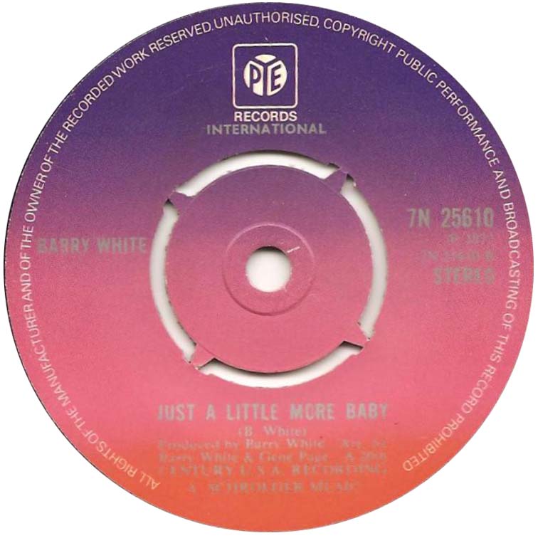 Barry White - I'm Gonna Love You Just A Little More Baby Vinyl Singles Vinyl Very Good (VG) <br> Hoes Good Plus (G+)