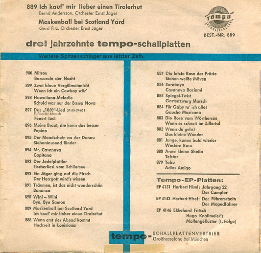 Bernd Andersson - Ich kauf mir lieber einen Tirolerhut Vinyl Singles Vinyl Zeer Goed / Hoesje Goed "VINYLSINGLES.NL"