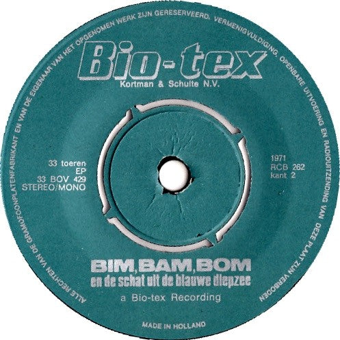 No Artist - Bim Bam Bom En De Schat Uit De Blauwe Diepzee 16072 Vinyl Singles Vinyl Very Good (VG) <br> Hoes Good Plus (G+)