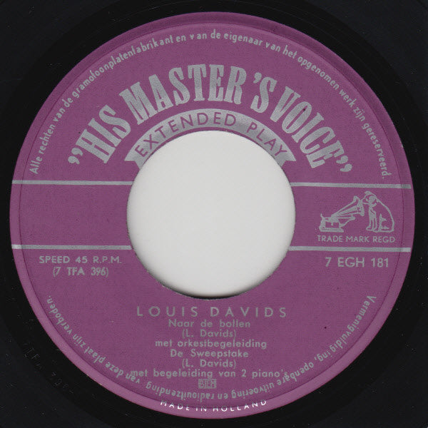 Louis Davids - De Olieman Heeft Een Fordje Opgedaan Vinyl Singles EP Vinyl Goed / Hoes Generic
