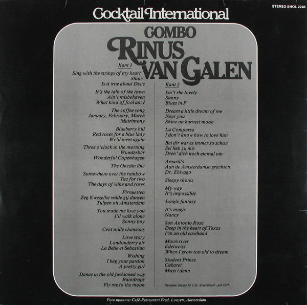 Rinus Van Galen Combo - Cocktail International (LP) Vinyl LP Vinyl Very Good (VG) <br> Hoes Good Plus (G+)