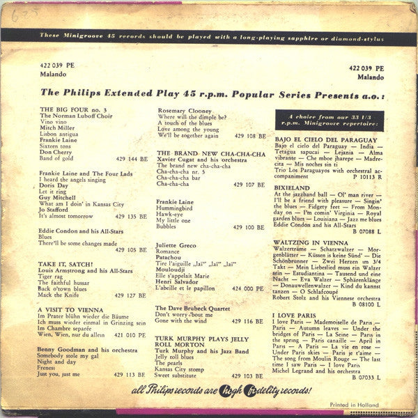 Malando And His Tango Orchestra - Ole Guapa 23930 Vinyl Singles EP Vinyl Very Good (VG) <br> Hoes Good Plus (G+)