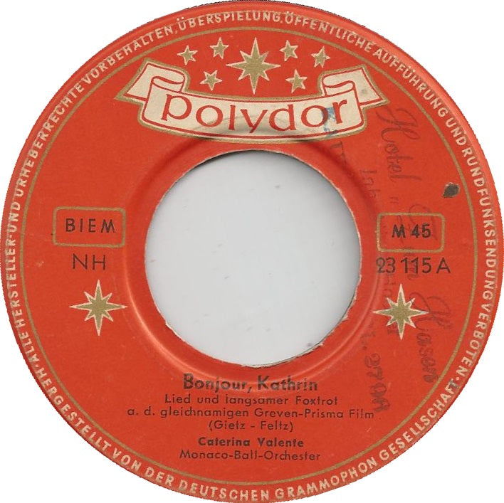 Caterina Valente - Bonjour, Kathrin Vinyl Singles