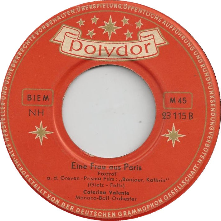 Caterina Valente - Bonjour, Kathrin Vinyl Singles Vinyl Very Good (VG) <br> Hoes Good Plus (G+)