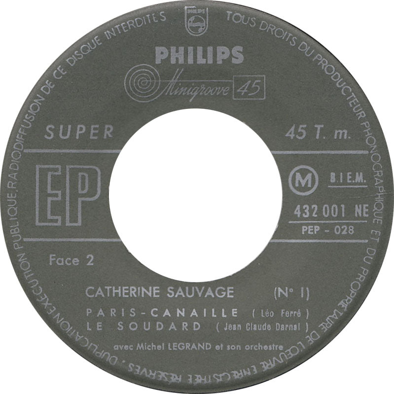 Catherine Sauvage - La Fille De Londres Vinyl Singles EP Vinyl Very Good (VG) <br> Hoes Good Plus (G+)