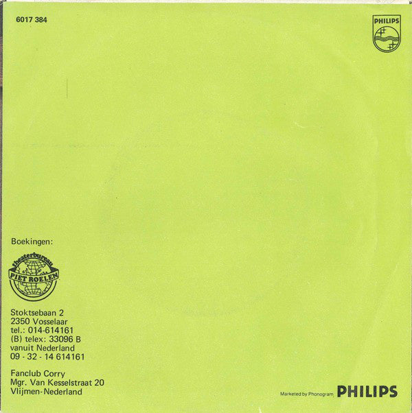 Corry - Adios Amor 37595 Vinyl Singles Vinyl Very Good (VG) <br> Hoes Good Plus (G+)