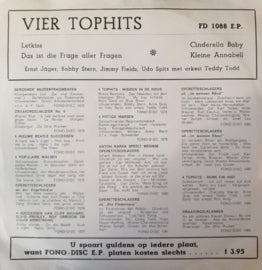 Ernst Jäger, Bobby Stern , Jimmy Fields, Udo Spitz, Met Orkest Teddy Todd - Vier Tophits