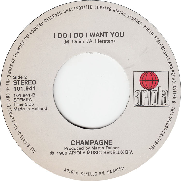 Champagne - Sjooh Sjooh Sugar 36875 Vinyl Singles Vinyl Very Good (VG) <br> Hoes Good Plus (G+)