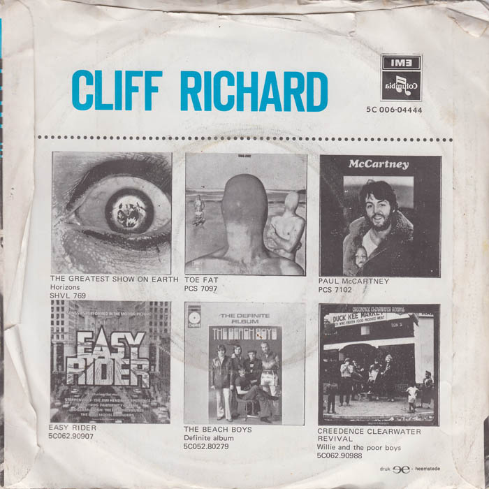 Cliff Richard - Goodbye Sam, Hello Samantha Vinyl Singles Vinyl Very Good (VG) <br> Hoes Good Plus (G+)