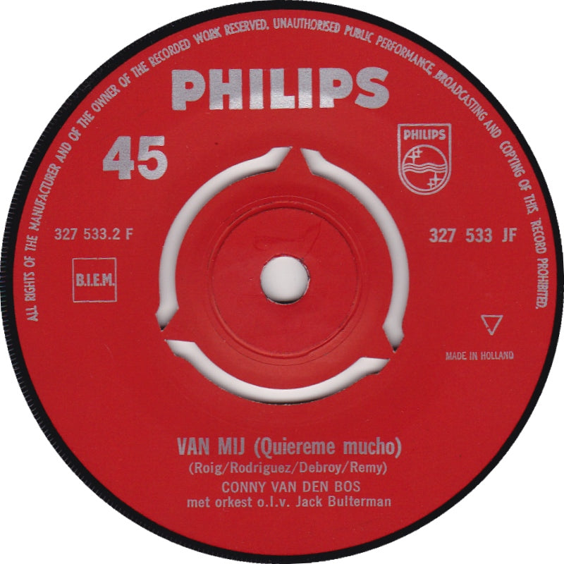 Conny van den Bos - Waar Zijn Al De Bloemen Toch Vinyl Singles Vinyl Very Good (VG) <br> Hoes Good Plus (G+)