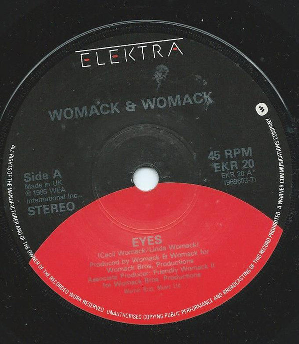 Womack & Womack - Eyes Vinyl Singles Vinyl Very Good (VG) <br> Hoes Good Plus (G+)