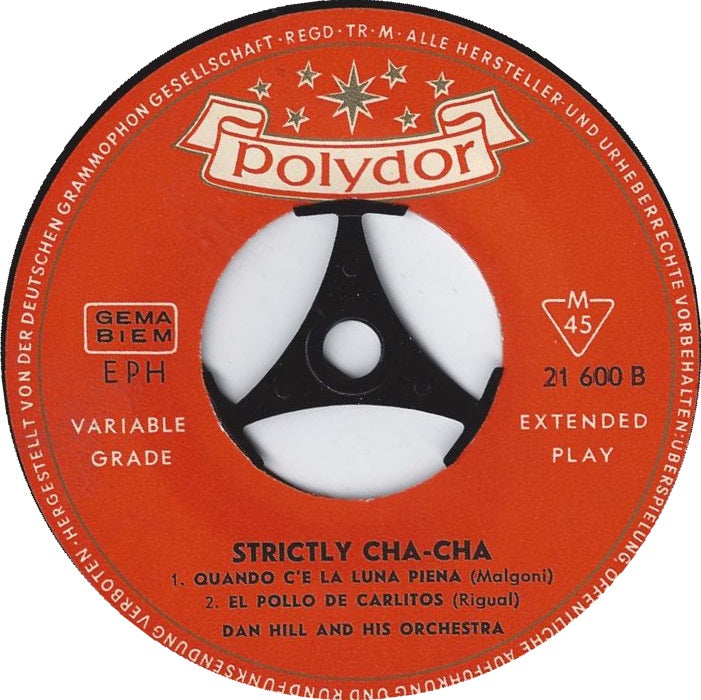 Dan Hill And His Orchestra - Strictly Cha-Cha Vinyl Singles EP Vinyl Very Good (VG) <br> Hoes Good Plus (G+)