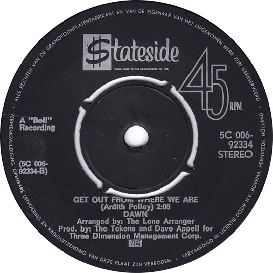 Dawn - I Play And Sing Vinyl Singles Vinyl Zeer Goed / Hoesje Generic "VINYLSINGLES.NL"