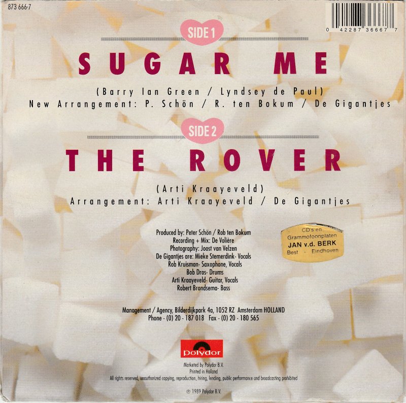 Gigantjes - Sugar Me Vinyl Singles Vinyl Very Good (VG) <br> Hoes Good Plus (G+)