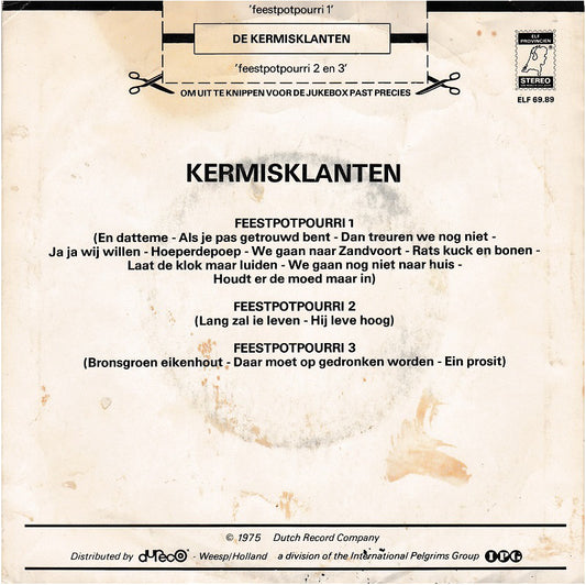 Kermisklanten - Lang Zal Ie Leven Vinyl Singles Vinyl Zeer Goed / Hoesje Goed "VINYLSINGLES.NL"