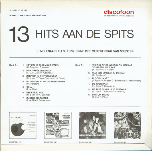 Various - 13 Hits Aan De Spits No. 1 (LP) Vinyl LP Vinyl Zeer Goed / Hoesje Goed "VINYLSINGLES.NL"