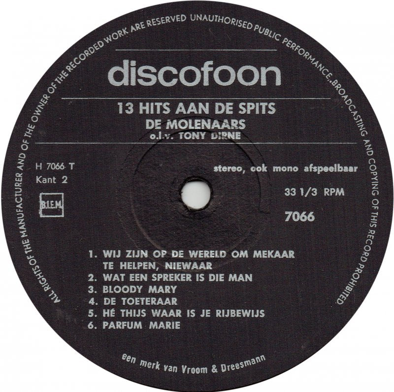 Various - ** Hits Aan De Spits No. * (LP) Vinyl LP Vinyl Very Good (VG) <br> Hoes Good Plus (G+)