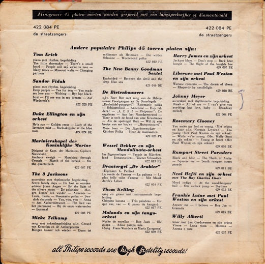 Straatzangers - Een Oude Bierfles Vinyl Singles EP Vinyl Very Good (VG) <br> Hoes Good Plus (G+)