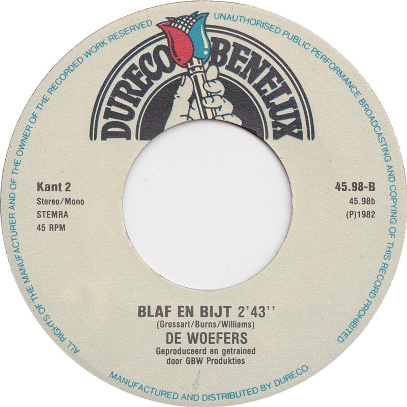 Woefers - Het Hondenlied 14182 Vinyl Singles Vinyl Very Good (VG) <br> Hoes Good Plus (G+)