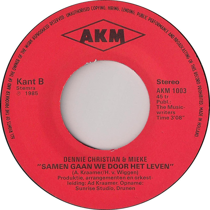 Dennie Christian & Mieke - Gelukkig Zijn Vinyl Singles Vinyl Very Good (VG) <br> Hoes Good Plus (G+)