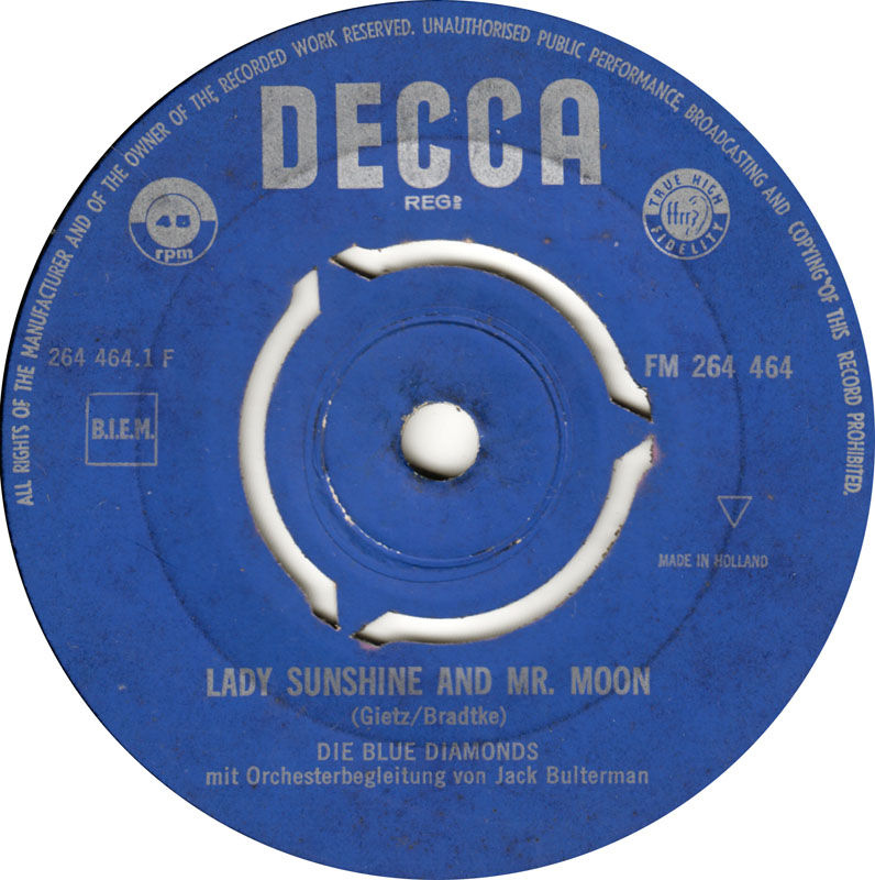 Blue Diamonds - Lady Sunshine And Mr. Moon Vinyl Singles