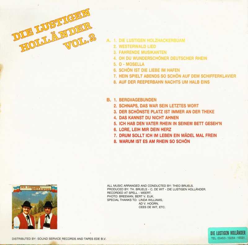 Lustigen Holländer Vol. * - Ein Prosit (LP) Vinyl LP Vinyl Very Good (VG) <br> Hoes Good Plus (G+)