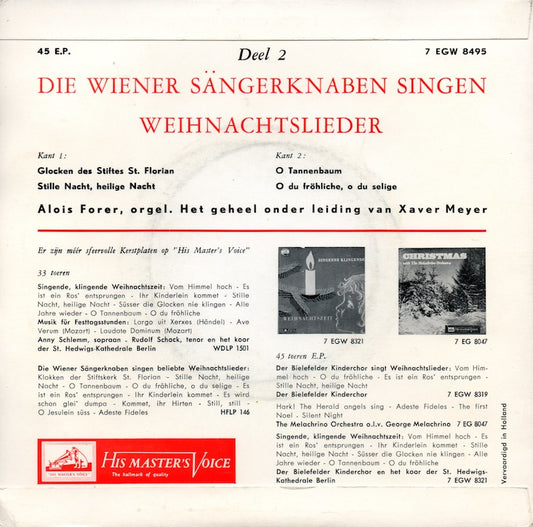 Wiener Sangerknaben - Singen Weihnachtslieder Deel * Vinyl Singles EP Vinyl Zeer Goed / Hoesje Goed "VINYLSINGLES.NL"