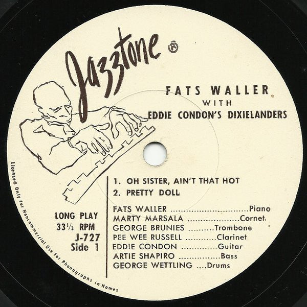 Fats Waller With Eddie Condon's Dixielanders - Fats Waller With Eddie Condon's Dixielanders Vinyl Singles EP