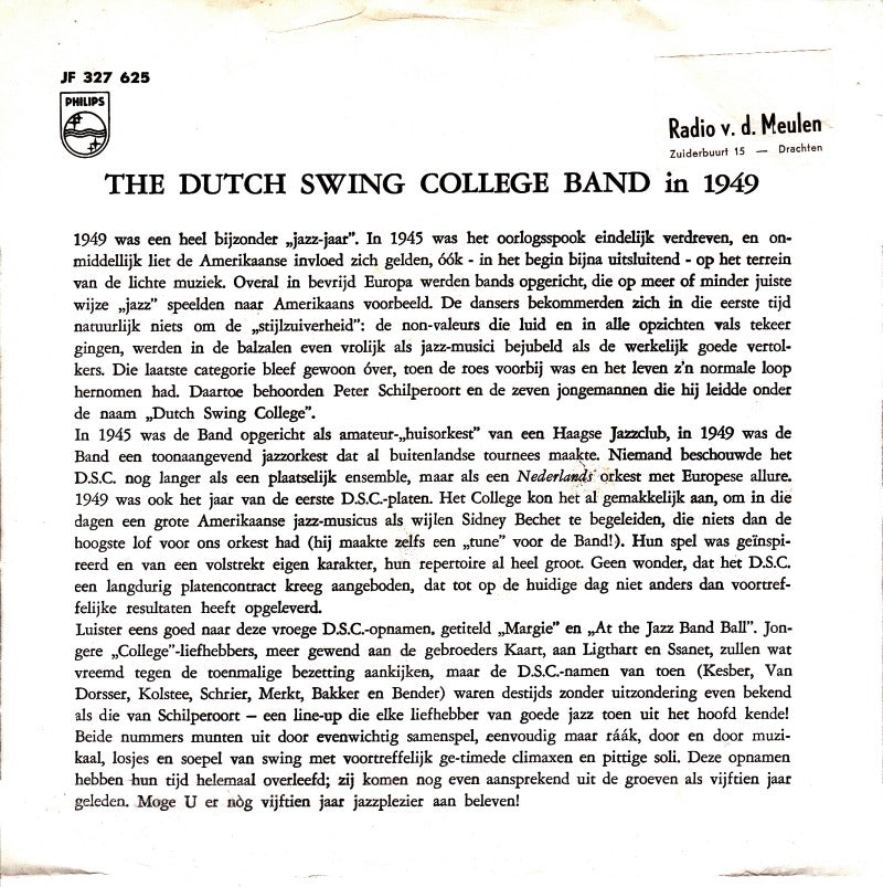 Dutch Swing College Band - At The Jazzband Ball Vinyl Singles Vinyl Very Good (VG) <br> Hoes Good Plus (G+)