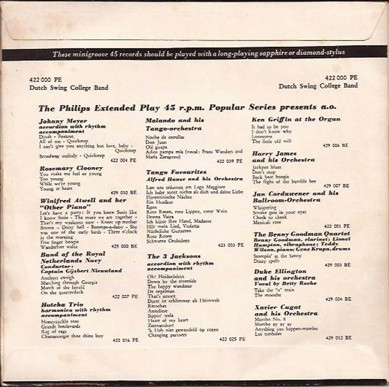 Dutch Swing College Band - King Porter Stomp 18531 Vinyl Singles EP Vinyl Very Good (VG) <br> Hoes Good Plus (G+)