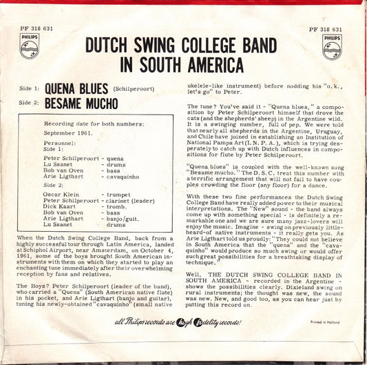 Dutch Swing College Band - Dutch Swing College Band In South America 28051 Vinyl Singles Vinyl Zeer Goed / Hoesje Goed "VINYLSINGLES.NL"