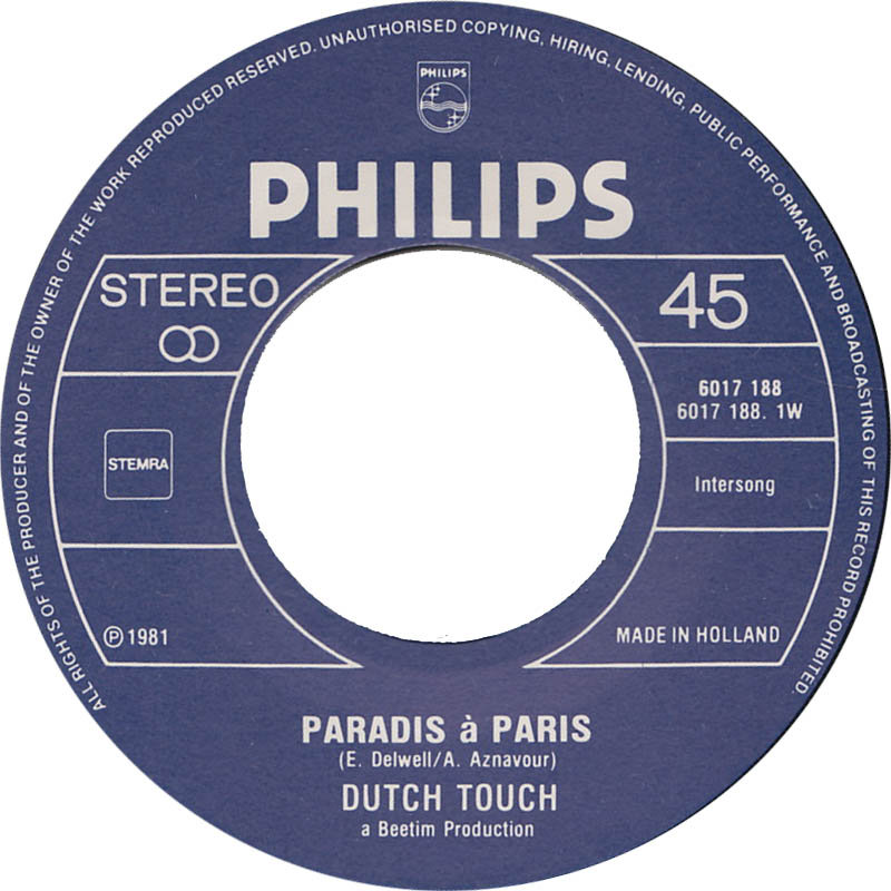 Dutch Touch - Paradis A Paris Vinyl Singles