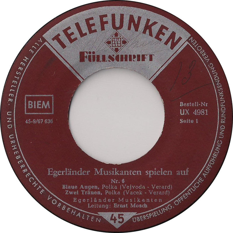 Original Egerländer Musikanten - Egerländer Musikanten Spielen Auf! - Nr. * Vinyl Singles EP