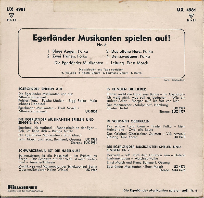 Original Egerländer Musikanten - Egerländer Musikanten Spielen Auf! - Nr. *