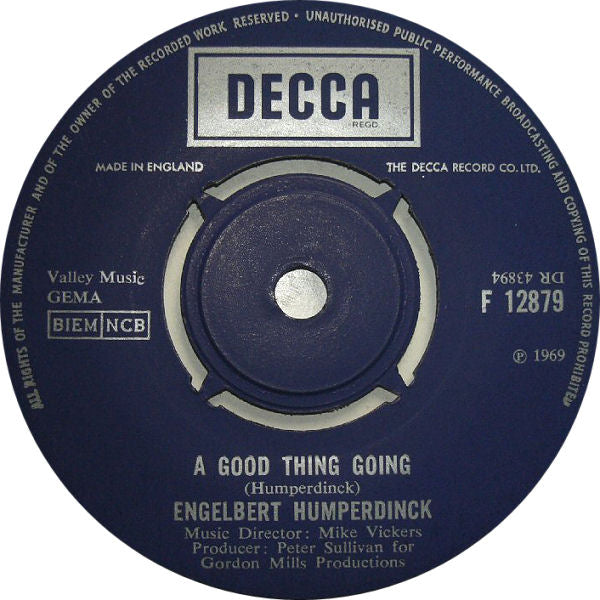 Engelbert Humperdinck - A Good Thing Going Vinyl Singles Vinyl Very Good (VG) <br> Hoes Good Plus (G+)