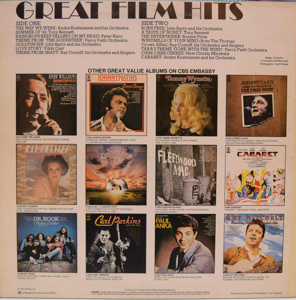 Various - Great Film Hits (LP) Vinyl LP Vinyl Very Good (VG) <br> Hoes Good Plus (G+)