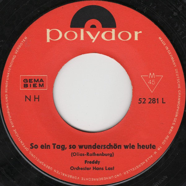 Freddy - So Ein Tag So Wunderschon Wie Heute Vinyl Singles Vinyl Very Good (VG) <br> Hoes Generic