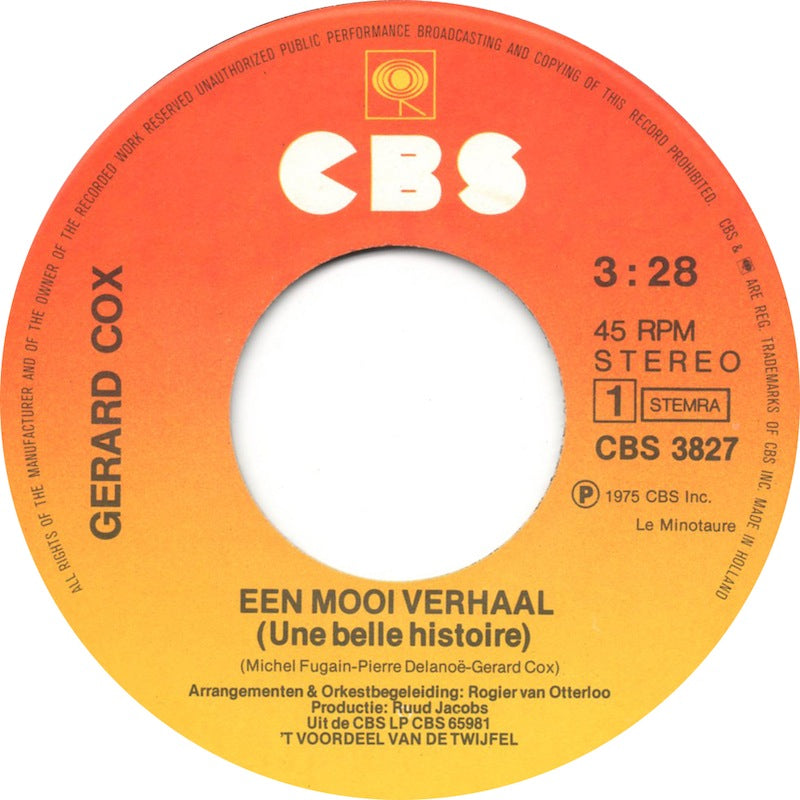 Gerard Cox - Een Mooi Verhaal Vinyl Singles