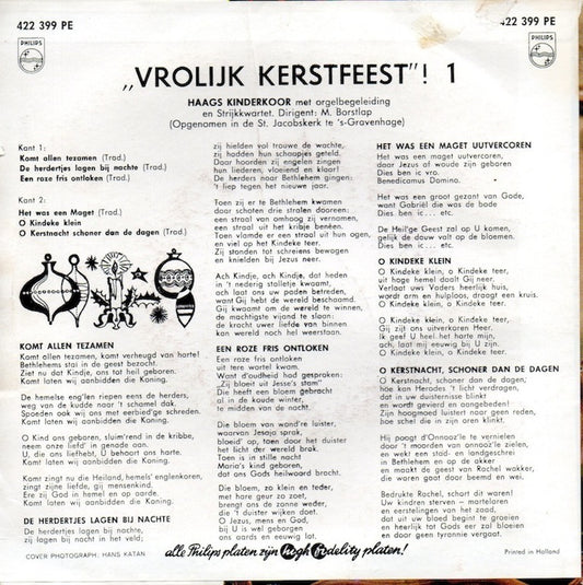 Haags Kinderkoor - Vrolijk Kerstfeest 1 Vinyl Singles EP Vinyl Zeer Goed / Hoesje Goed "VINYLSINGLES.NL"