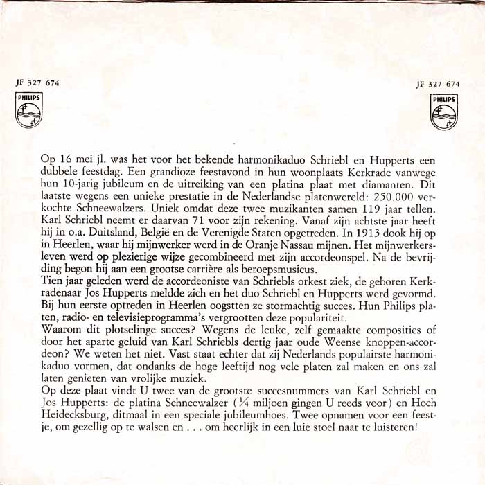 Harmonica Duo K. Schriebl / J. Hupperts - Hoch Heidecksburg 16223 Vinyl Singles Vinyl Very Good (VG) <br> Hoes Good Plus (G+)