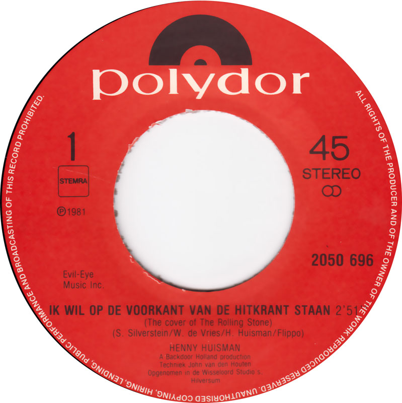 Henny Huisman - Ik Wil Op de Voorkant Van De Hitkrant Staan Vinyl Singles