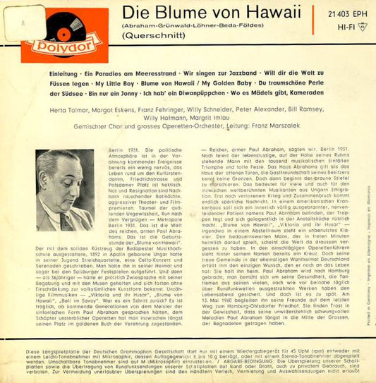Herta Talmar, Margot Eskens - Die Blume Von Hawaii 14458