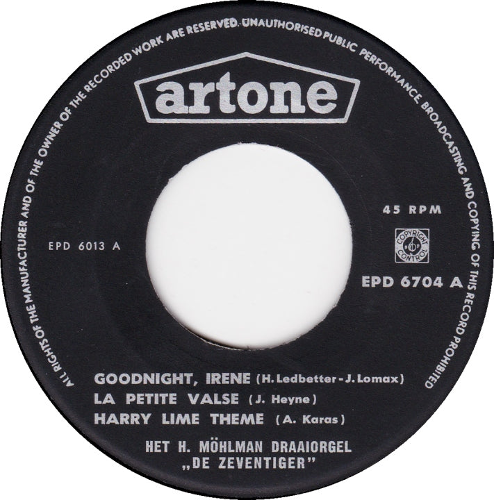 Draaiorgel De Zeventiger - Goodnight, Irene Vinyl Singles EP