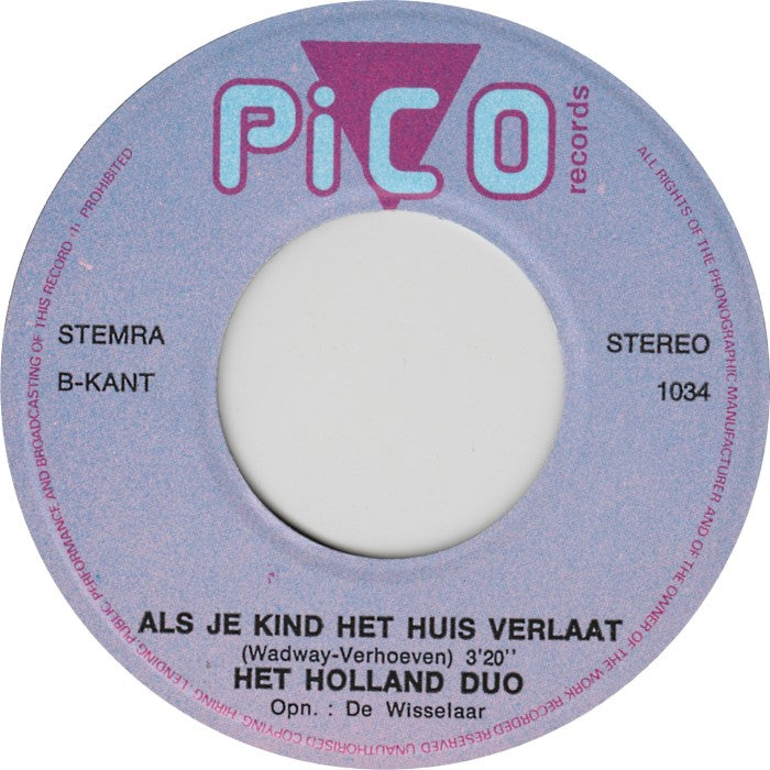 Holland-Duo - Arrivederci Roma 03682 Vinyl Singles Vinyl (VG) <br> Hoes (G+)