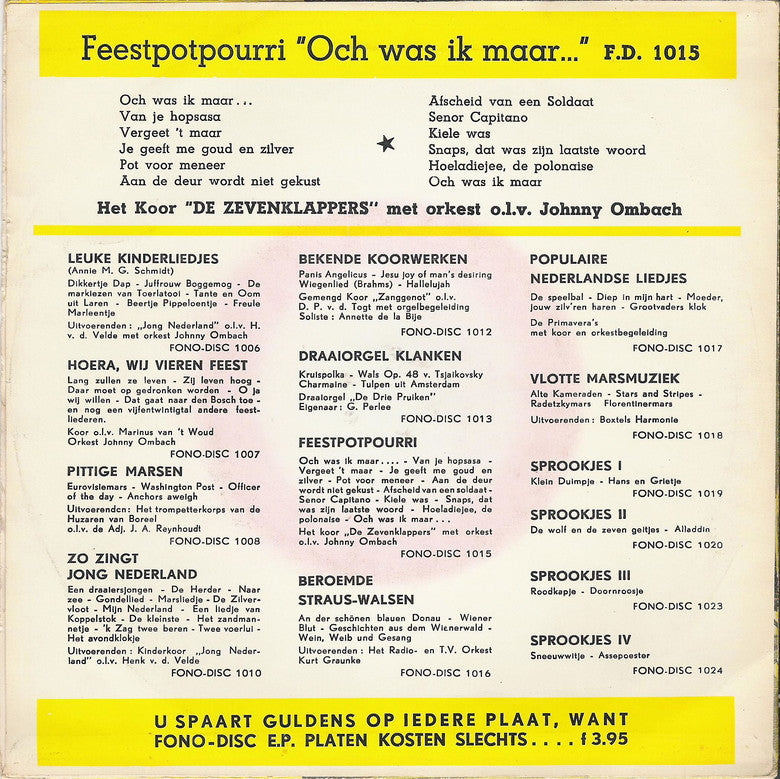 Koor Zevenklappers de met Orkest - Feestpotpourri 13857 Vinyl Singles EP