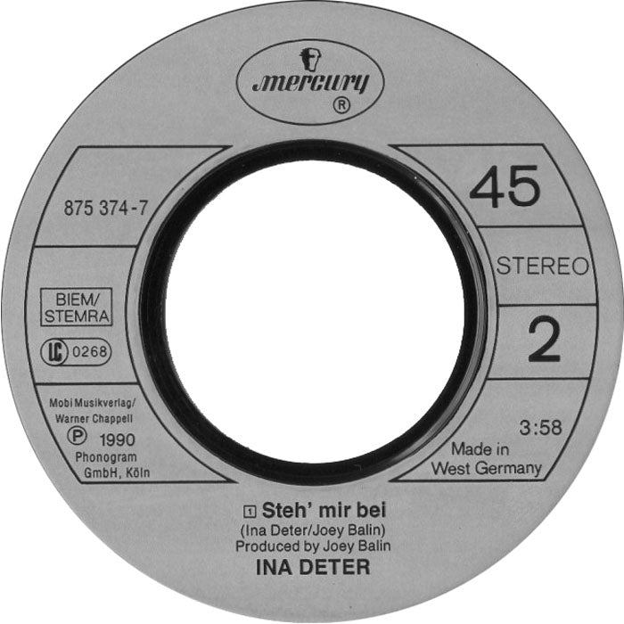 Ina Deter - Soll Mich Lieben Wer Will Vinyl Singles Vinyl Very Good (VG) <br> Hoes Good Plus (G+)